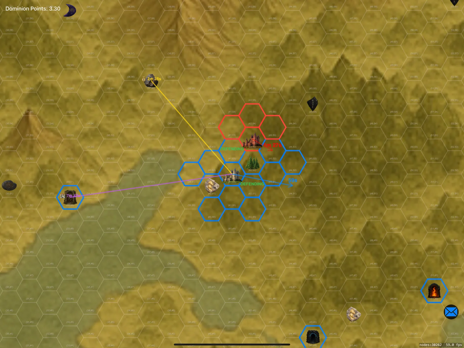 The realm map in Conquest of Shadows